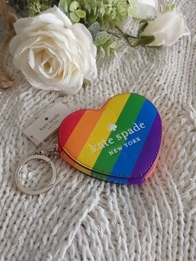 KATE SPADE Pride Rainbow Love Heart Coin Purse